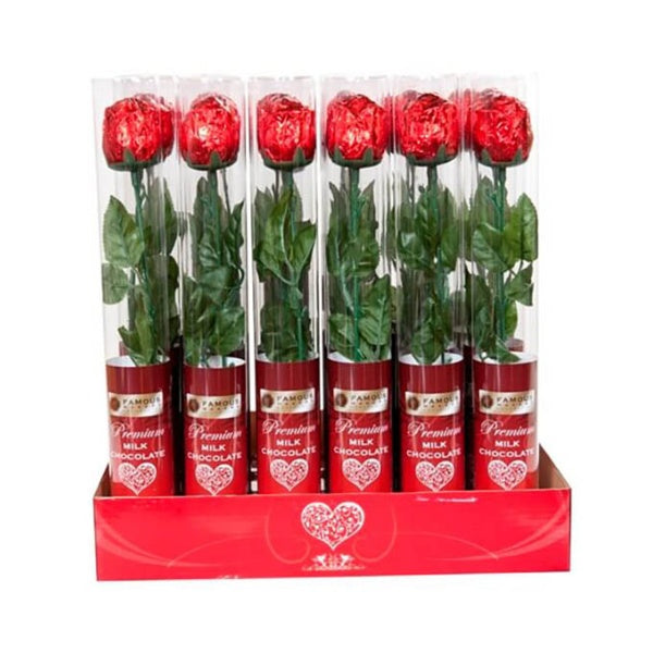 Famous Makers Milk Chocolate Rose Cylinder 18g (single rose)