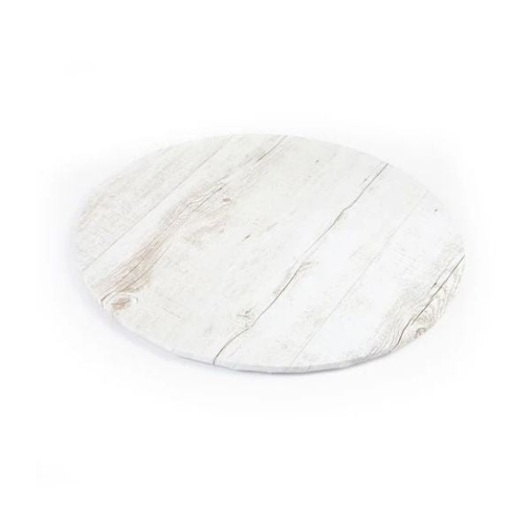 10in Round White Wood Grain Cake Board