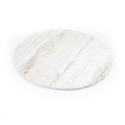 12in Round White Wood Grain Cake Board