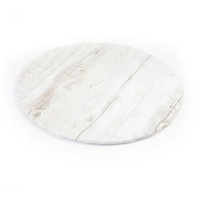 14in Round White Wood Grain Cake Board