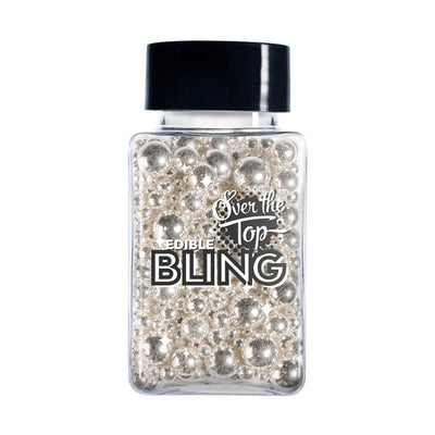 Over The Top Edible Bling 2-8mm Silver Balls Medley 75g