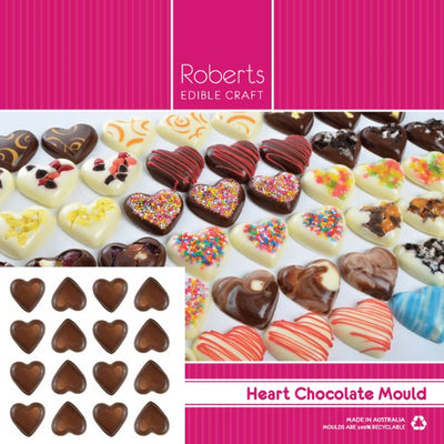 Small Plain Hearts Plastic Chocolate Mould with a Recipe Card