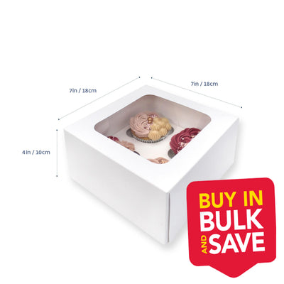 BULK 100pk 4 Holds White Cupcake Box (7x7x4in)