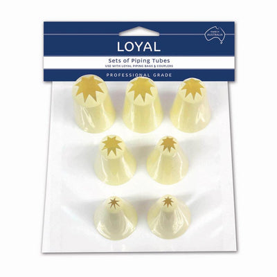 7pc Assorted Loyal Large Pastry Tube Set (3-15mm Star)