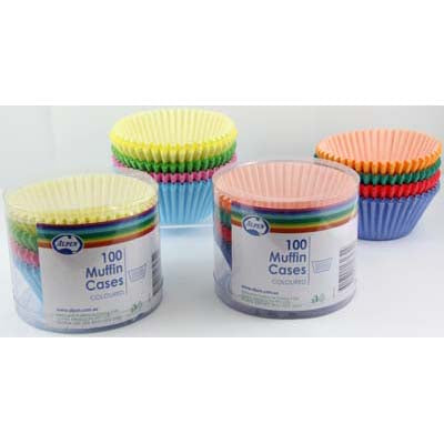 100pk Coloured Muffin Cups 55x29.5mm