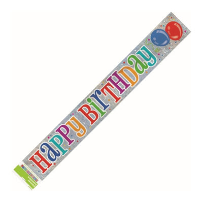 Happy Birthday Balloons Prism Banner 9ft