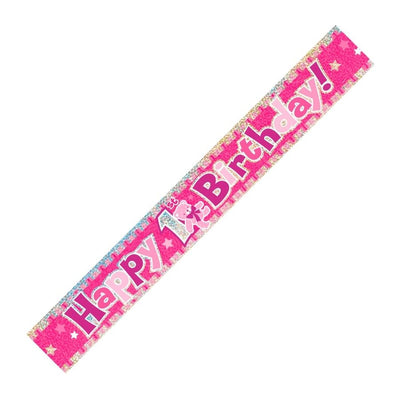 Happy 1st Pink Prism Banner 12ft