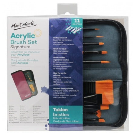 Mont Marte Brush Set in Wallet Acrylic 11pc