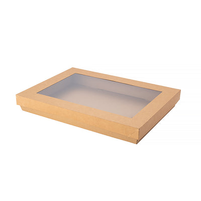 10pk Medium Brown Grazing Box with Window Lid 360x255x50mm