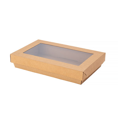 10pk Medium Brown Grazing Box with Window Lid 360x255x80mm