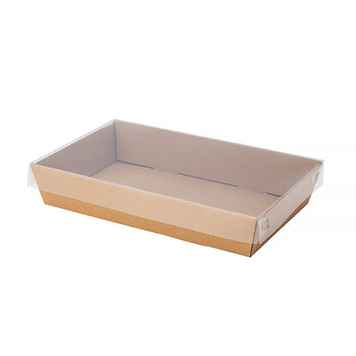 10pk Small Brown Grazing Box with Clear PET Lid 255x155x50mm