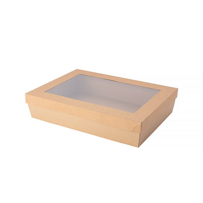 10pk Small Brown Grazing Box with Window Lid 255x155x50mm