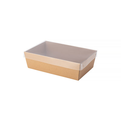 10pk Small Brown Grazing Box with Clear PET Lid 255x155x80mm