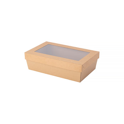 10pk Small Brown Grazing Box with Window Lid 255x155x80mm
