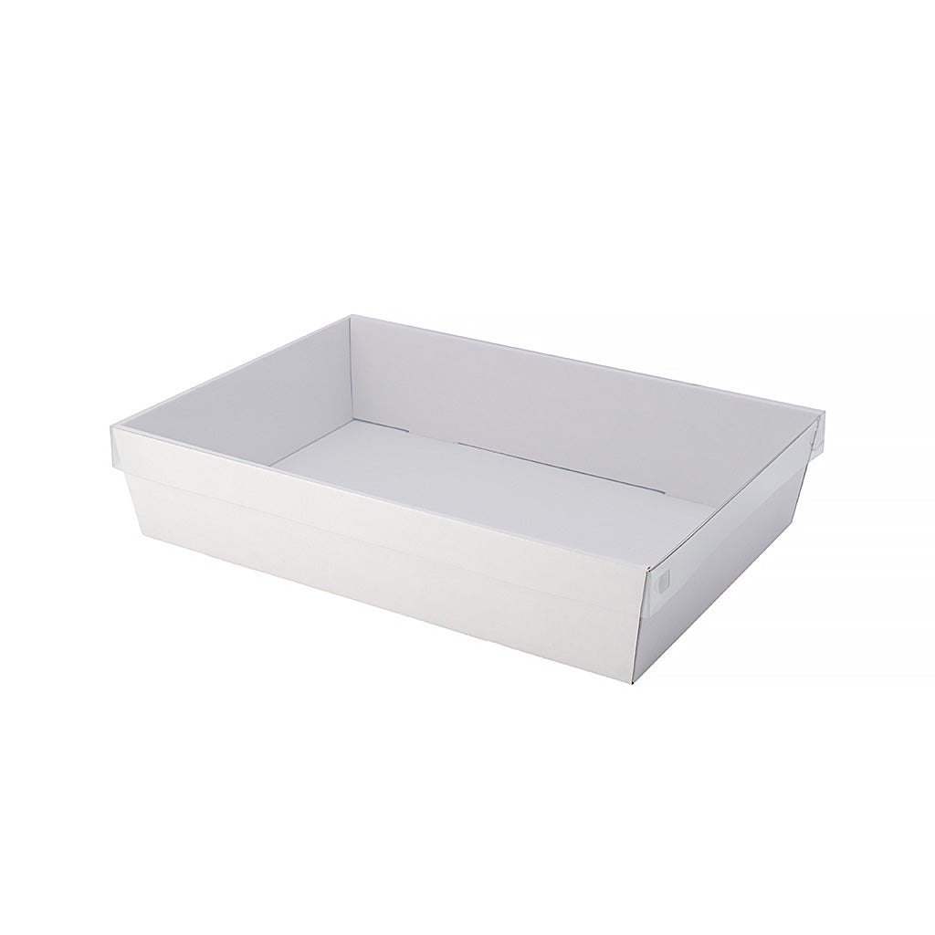 10pk Medium White Grazing Box with Clear PET Lid 360x255x80mm