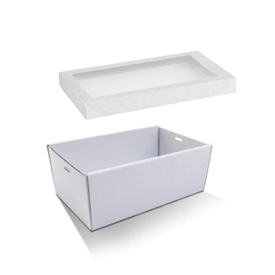 10pk Small White Grazing Box with Window Lid 255x155x80mm