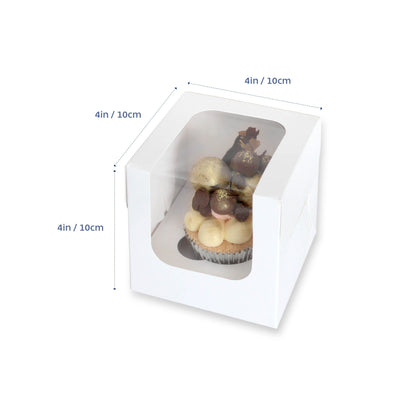 BULK 100pk 1 Hold White Cupcake Box (4x4x4in)