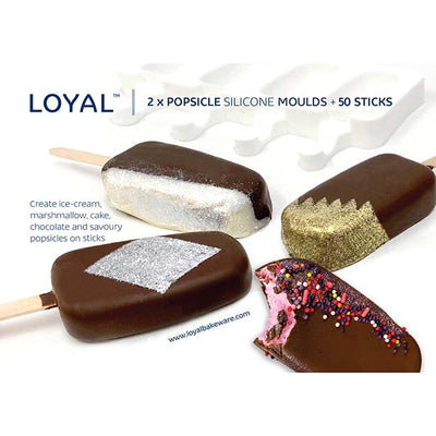 Loyal Popsicle Kit (2x Silicone 4 Mini Cavity Moulds &amp; 50 Sticks)