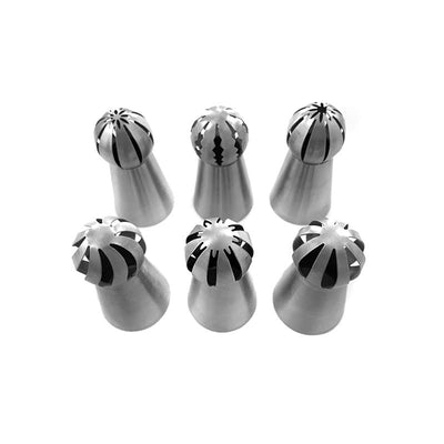 6pc Russian Ruffle Ball Loyal Stainless Steel Piping Tip Set