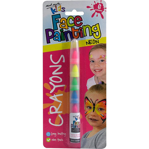 Mont Marte Kids Face Painting Nail Crayons - Neon