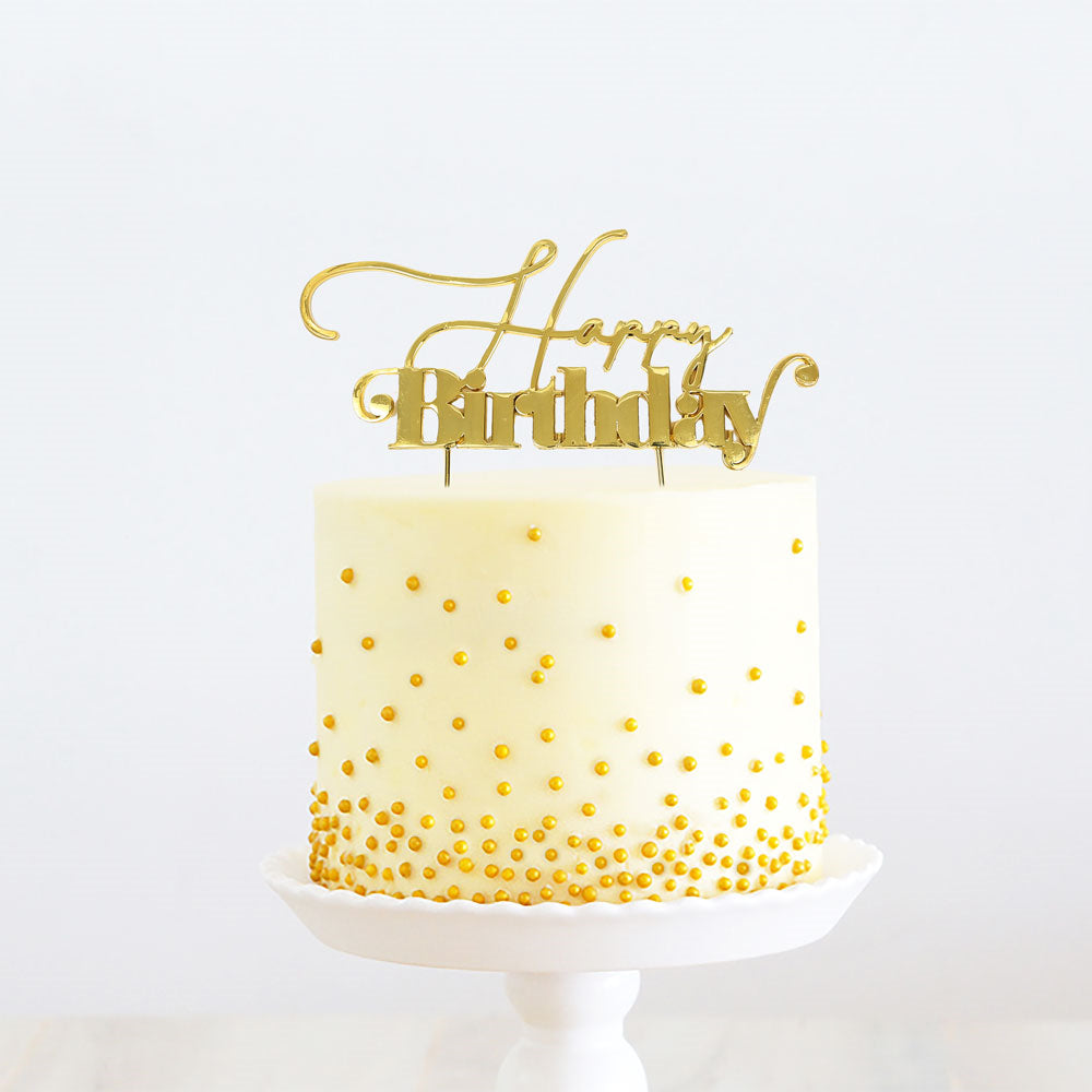 Gold Plated Cake Topper - Prestige Happy Birthday