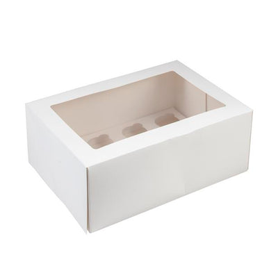 12 Holds White Mini Cupcake Box with Insert (9.5x6.5x3in)