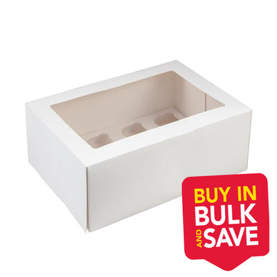 BULK 50pk 12 Holds White Mini Cupcake Box with Insert (9.5x6.5x3in)