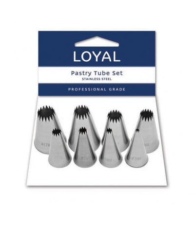 8pc Assorted Loyal French Star Pastry Stainless Steel Tube Set (Medium 3,5,7,9,11,13 and Large 15,17)