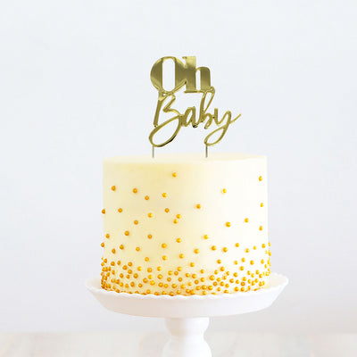 Gold Plated Cake Topper - Oh Baby