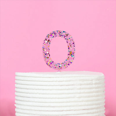 Rainbow Glitter Cake Topper - Number 0