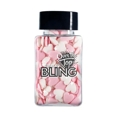 Over The Top Edible Bling Mixed White &amp; Pink Love Hearts 55g