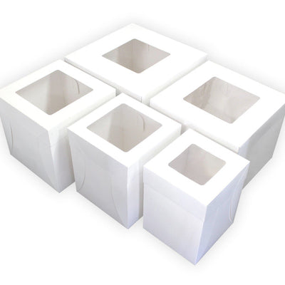 White Tall 16in Cake Box With Window (16x16x14in)