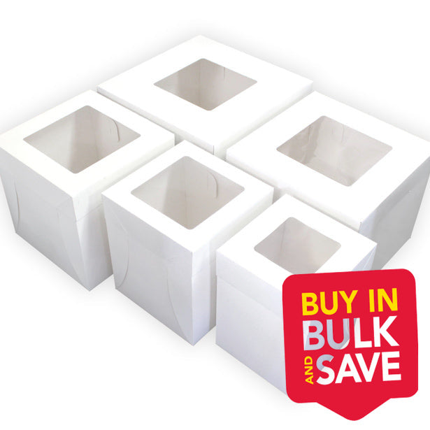 BULK 50pk White Tall 12in Cake Box With Window (12x12x12in)