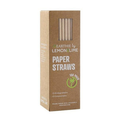 100pk Natural Eco Paper Straws 20cm