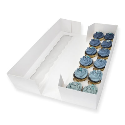 BULK 50pk Long 12 Holds White Cupcake Box (21.25x6x4in)
