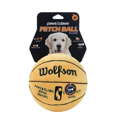 Paw & Claws Fetch Ball Wolfson Basketball Plush Pet Toy 15cm