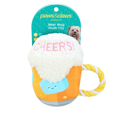Paw & Claws Plush Beer Shaped Pet Toy 18x18cm
