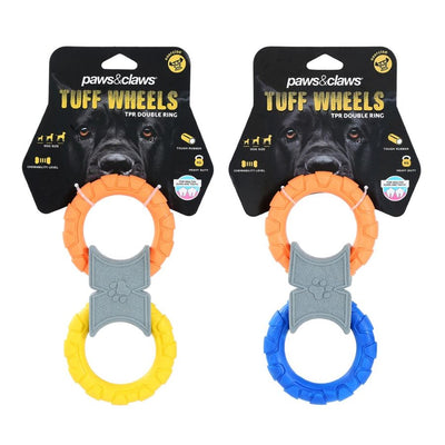 Paw & Claws Assorted Tuff Wheels TPR Double Ring Chew Toy 18.8x9.2cm