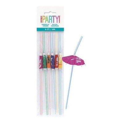 6pc Luau Umbrella Straws