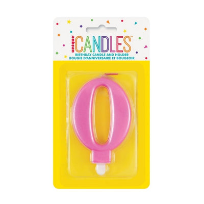Metallic Pink No. 0 Numeral Candle