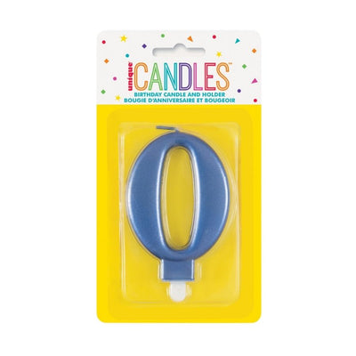 Metallic Blue No. 0 Numeral Candle