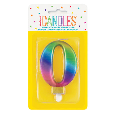Metallic Rainbow No. 0 Numeral Candle