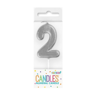 Mini Silver No. 2 Numeral Pick Candles