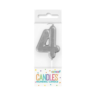 Mini Silver No. 4 Numeral Pick Candles