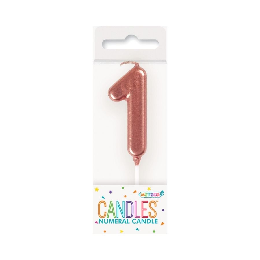 Mini Rose Gold No. 1 Numeral Pick Candles