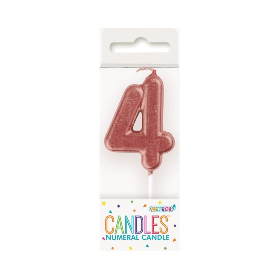 Mini Rose Gold No. 4 Numeral Pick Candles
