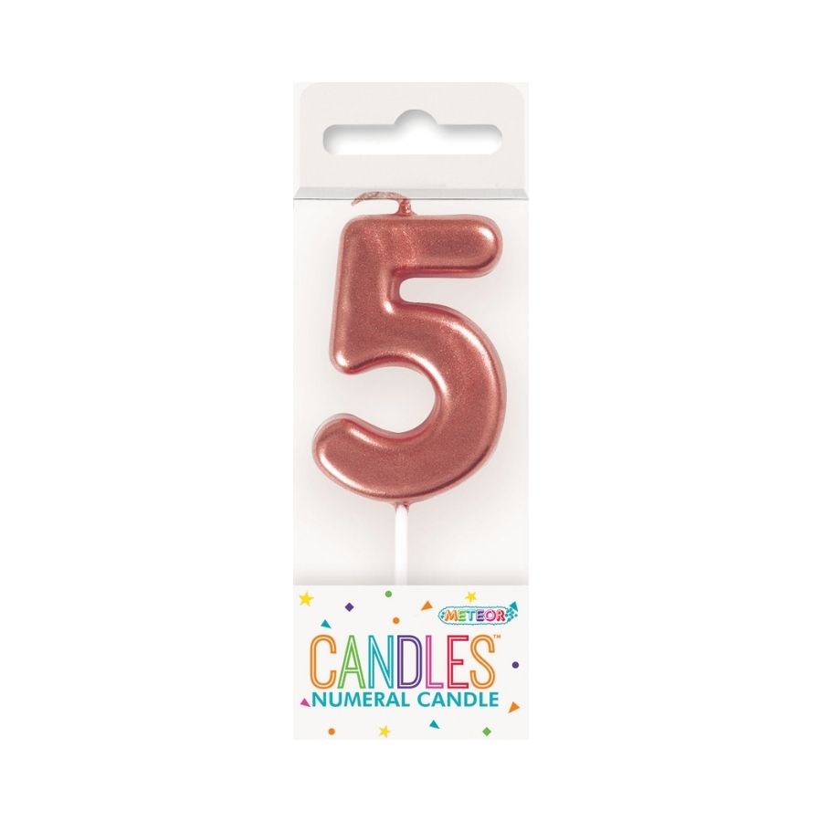 Mini Rose Gold No. 5 Numeral Pick Candles