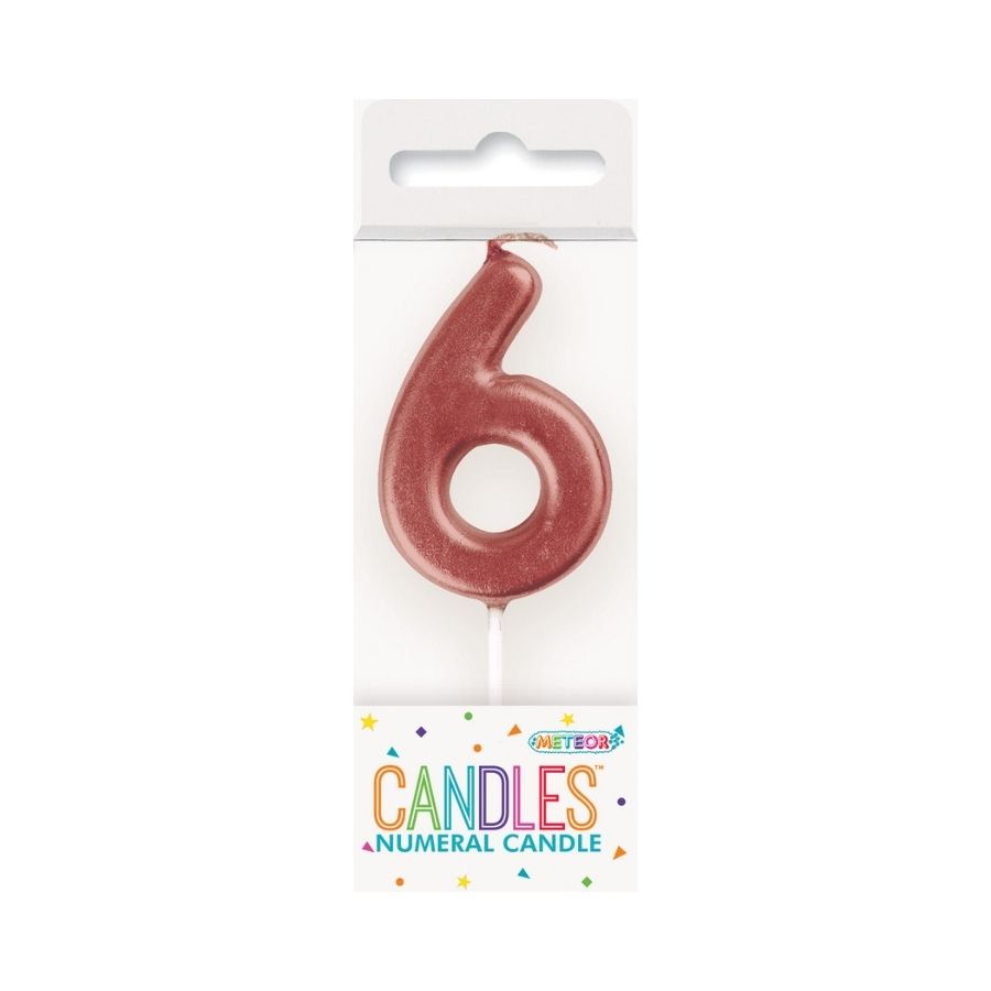 Mini Rose Gold No. 6 Numeral Pick Candles