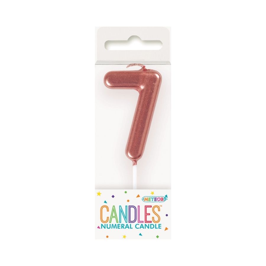 Mini Rose Gold No. 7 Numeral Pick Candles