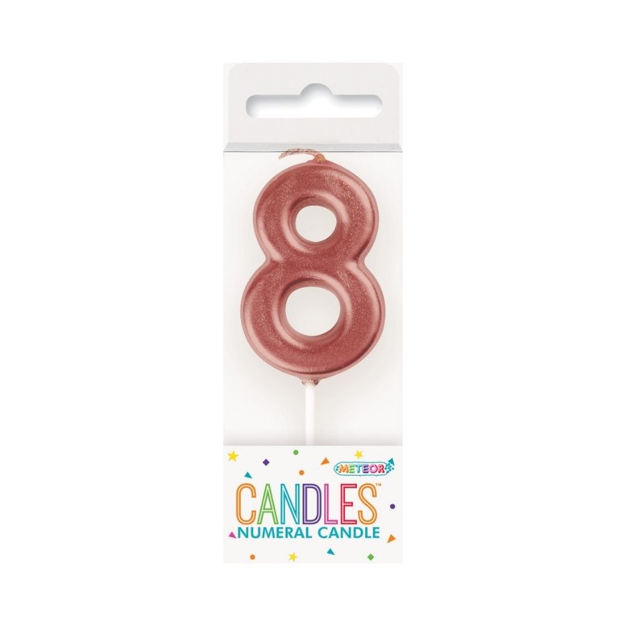 Mini Rose Gold No. 8 Numeral Pick Candles